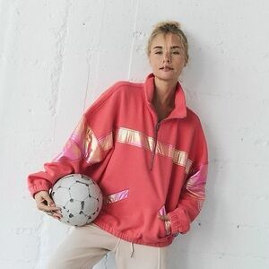 NWT Free People Movement Away We Go Half Zip in Hibiscus $128 MSRP